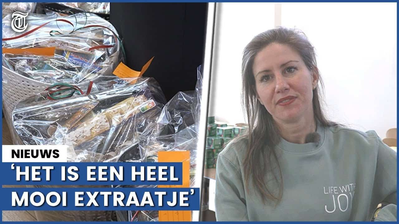 Videostill: een vrouw in een Life With Joy-trui naast ingepakte pakketten